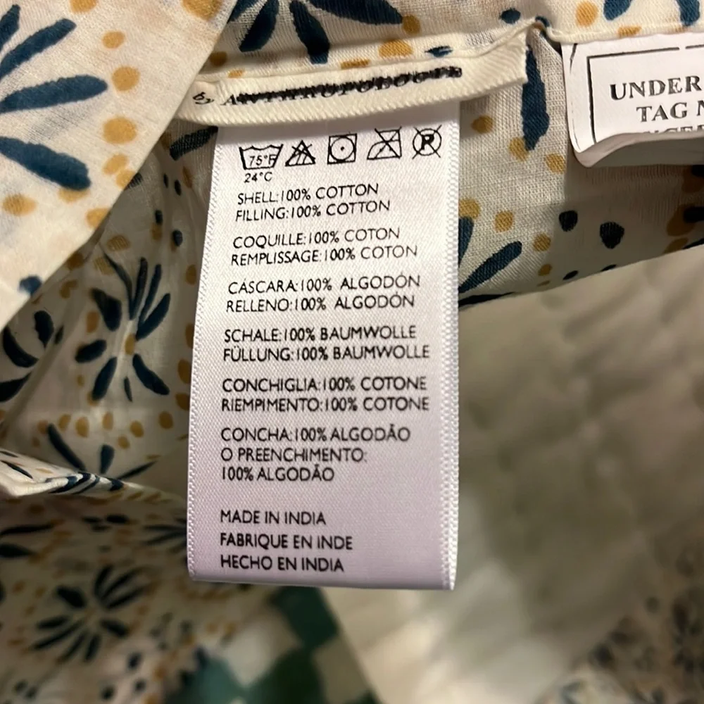New Anthropologie Rosalind Quilt Euro Sham
